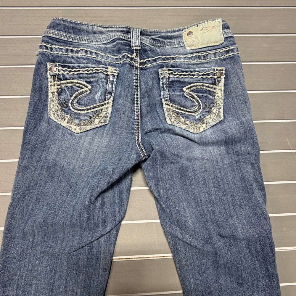 Silver Jeans Co Aiko Bootcut Distressed Medium Wash Denim Jeans W26 L33 Womens - Picture 11 of 12